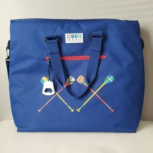 Rio Gear Blue Boat Paddles Large Insulated Zip Top Cooler Tote Bag w Can Opener